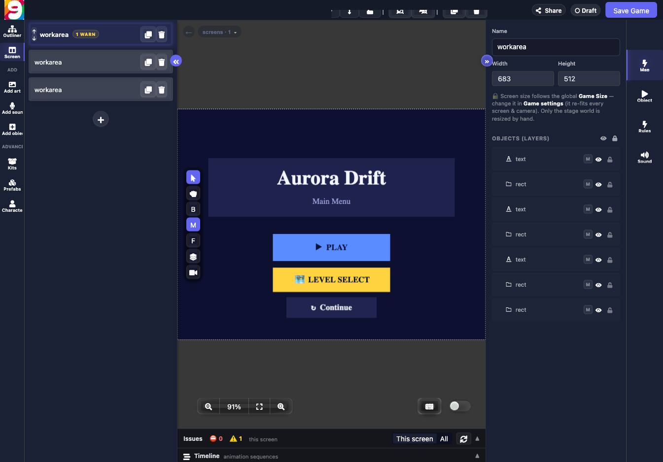 RollNo9 visual game editor